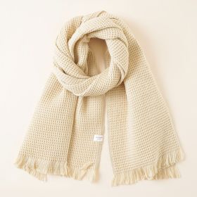 Scarf knitted thick line couple waffle solid color scarf warm retro long autumn and winter fashion