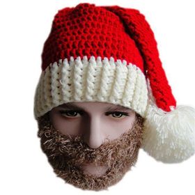 Christmas Hat with Beard Foldaway Bearded Caps