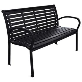 Patio Bench Black 45.7" Steel and WPC