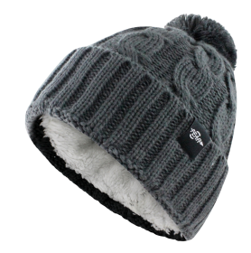 Fear0 NJ Warmest Plush Insulated Lining Knit Cable Cuff Fold Beanie Hat Women