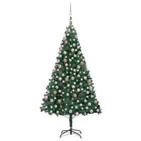 Artificial Pre-lit Christmas Tree with Ball Set Green 82.7" PVC