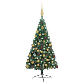 Artificial Half Pre-lit Christmas Tree with Ball Set Green 70.9"