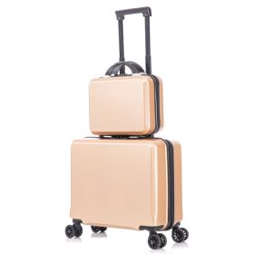 2 Piece Travel Luggage Set Hard shell Suitcase with Spinner Wheels 18' Underseat luggage and 14' Comestic Travel case Toiletry box Champagne